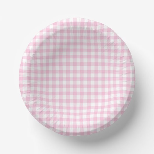 Klassisches Gingham Hellrosa Pappteller (Vorderseite)