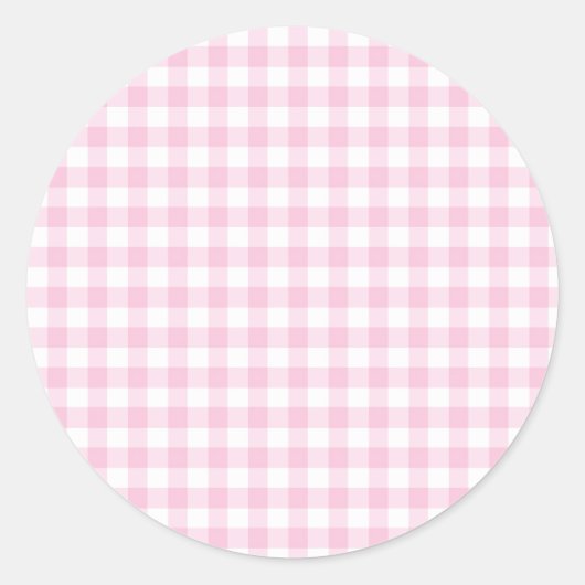 Klassisches Gingham Hellrosa Runder Aufkleber (Vorderseite)