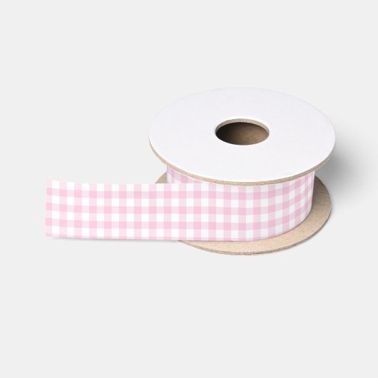 Klassisches Gingham Hellrosa Satinband (Spule)