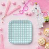 Klassisches Gingham-Karo-Karo-Muster Hellblau Pappteller (Party)