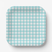 Klassisches Gingham-Karo-Karo-Muster Hellblau Pappteller (Vorderseite)
