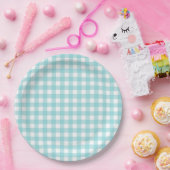 Klassisches Gingham-Karo-Karo-Muster Hellblau Pappteller (Party)