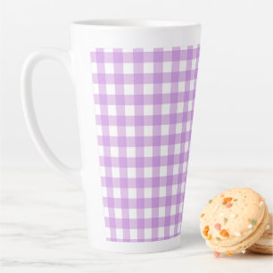 Klassisches Gingham-Karo-Karo-Muster Lila Milchtasse