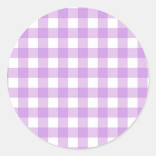 Klassisches Gingham-Karo-Karo-Muster Lila Runder Aufkleber