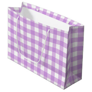 Klassisches Gingham-Karo Karomuster Lila Große Geschenktüte