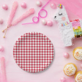 Klassisches Gingham Kirschrot Pappteller (Party)