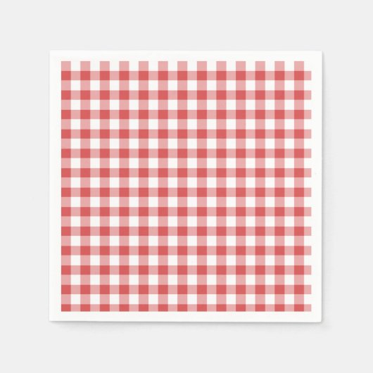 Klassisches Gingham Korallenrot Serviette (Vorderseite)