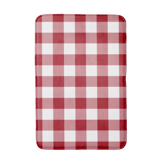 Klassisches Gingham-Muster in Rot und Weiß Badematte (Vorderseite Vertikal)