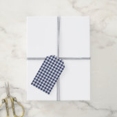 Klassisches Gingham Navy Blau Geschenkanhänger (Mit Garn)