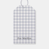 Klassisches Gingham Navy Blau Geschenkanhänger (Rückseite)