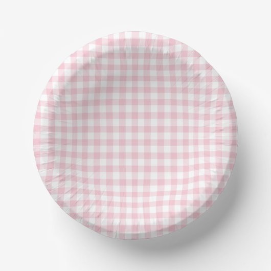 Klassisches Gingham Rosa Pappteller (Vorderseite)