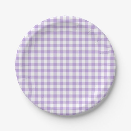 Klassisches Gingham Soft Lavendel Pappteller (Vorderseite)
