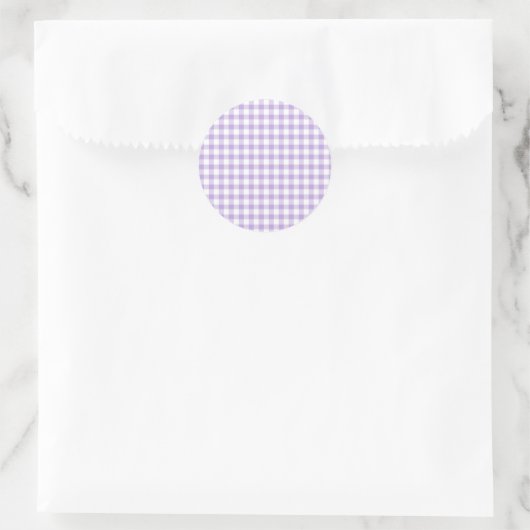 Klassisches Gingham Soft Lavendel Runder Aufkleber (Tasche)