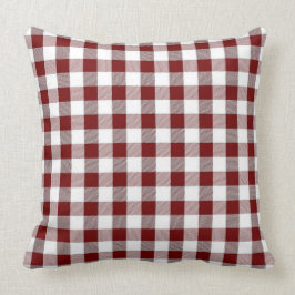 Klassisches Gingham-Wurfs-Kissen Burgunders rotes Kissen