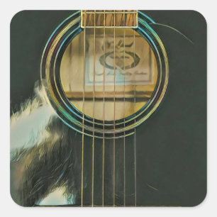 klassisches Gitarrengeschenk für Papa Quadratischer Aufkleber