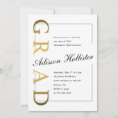 Klassisches Gold-ABSOLVENT Foto-Abschluss-Party Einladung (Vorderseite)