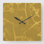 Klassisches Gold Beige Blumenmuster Quadratische Wanduhr (Vorderseite)
