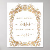 Klassisches Gold Border White Wie viele Kisses Spi Poster (Vorne)
