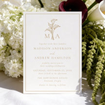 Klassisches Gold-Calla-Lily-Monogramm-Hochzeit