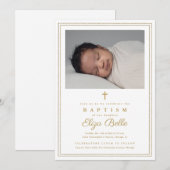 Klassisches Gold Cross Religiöse Taufe & Christeni Einladung (Vorne/Hinten)