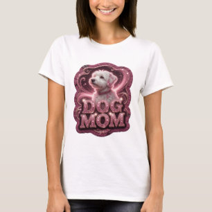 Klassisches Gold DOG MOM Textdesign T-Shirt