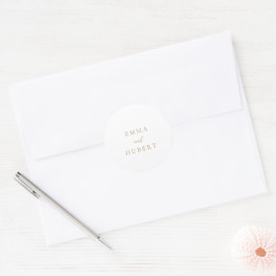 Klassisches Gold Elegante Hochzeit Runder Aufkleber