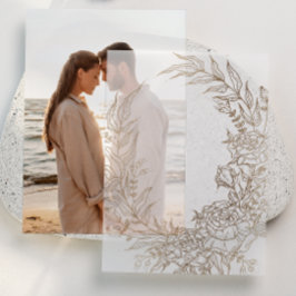 Klassisches Gold Floral Wreath Wedding Overlay Pergament Einladungen