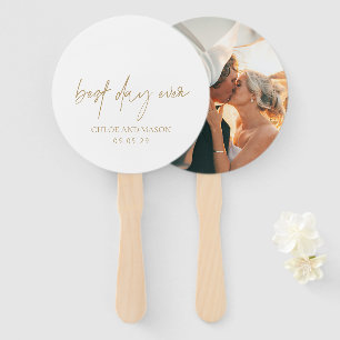 Klassisches Gold-Foto Elegante Hochzeit Fächer