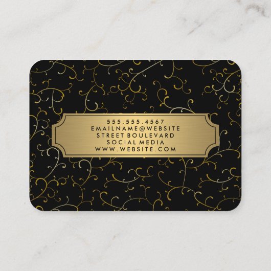 Klassisches Gold Frame Vine Muster Visitenkarte (Rückseite)