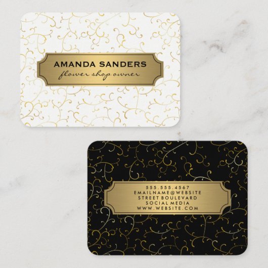 Klassisches Gold Frame Vine Muster Visitenkarte (Vorne/Hinten)