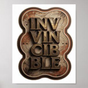 Klassisches Gold INVINCIBLE 3D-Textkunst Poster