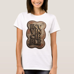Klassisches Gold INVINCIBLE 3D-Textkunst T-Shirt