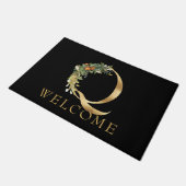 Klassisches Gold Monogram Q mit Obst und Blume Fußmatte (Schrägansicht)