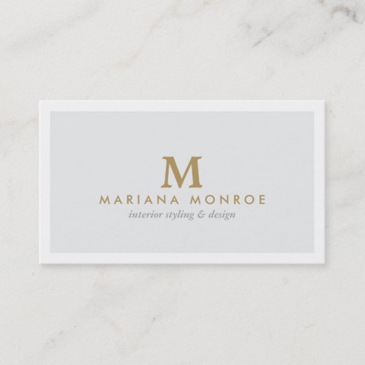 KLASSISCHES GOLD-MONOGRAMM AUF LICHTGRAD VISITENKARTE (Vorderseite)