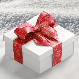 Klassisches Gold Red Snowflake Muster Satinband