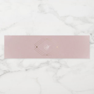 Klassisches Gold staubige Rose Pink Monogramm Hoch Wasserflaschenetikett