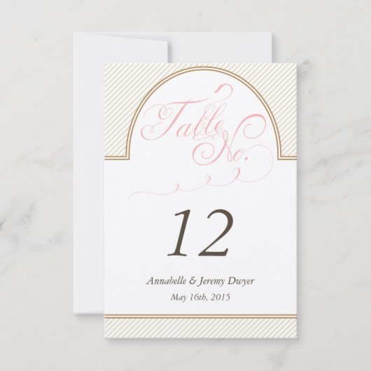 Klassisches Gold Stripes Tischnummer (Vorderseite)