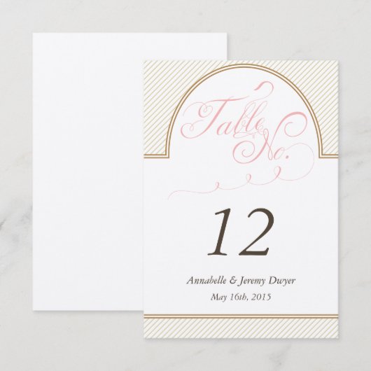 Klassisches Gold Stripes Tischnummer (Vorne/Hinten)