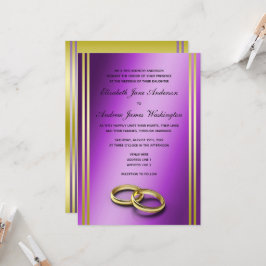 Klassisches Gold und Lila, Hochzeiten Einladung