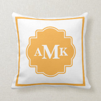 Klassisches Gold und weißes Monogramm-Kissen Kissen
