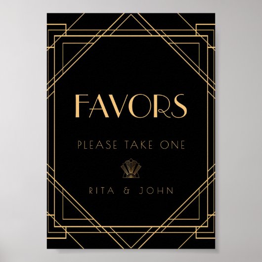 Klassisches Gold Vintage Gefallen Hochzeitstisch Poster (Vorne)