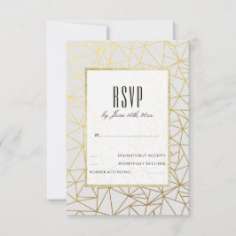 Klassisches Gold & White Wedding RSVP Karte