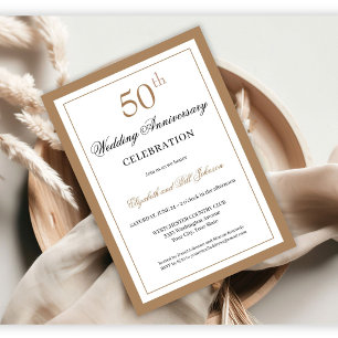 Klassisches Gold zur 50. Hochzeitstag-Jubiläum Einladung