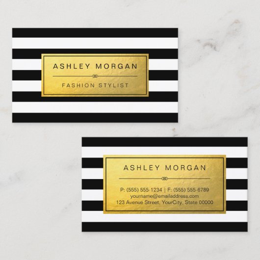 Klassisches goldenes Etikett mit Schwarz-weißen St Visitenkarte (Vorne/Hinten)