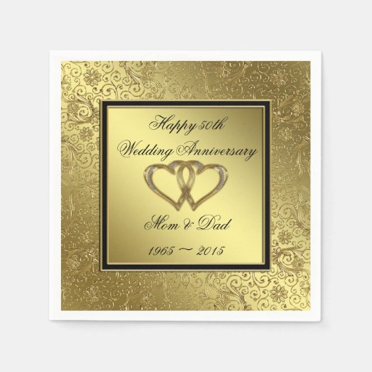 Klassisches goldenes Hochzeitspapier Napkins Serviette (Vorderseite)
