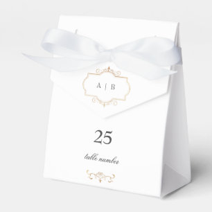 klassisches goldenes Monogramm-Hochzeitstisch-Numm Geschenkschachtel