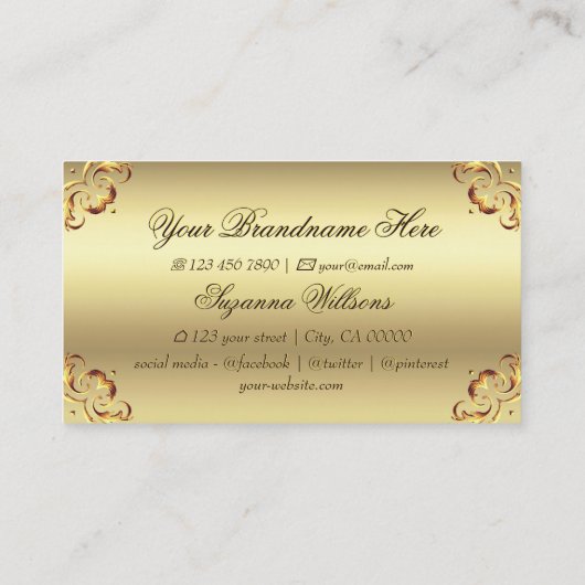 Klassisches goldenes Verziertes Dekor mit Monogram Visitenkarte (Rückseite)