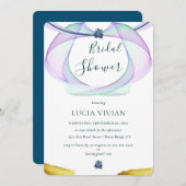 Klassisches goldfarbenes und Lila Brautparty Einladung (Vorne/Hinten)