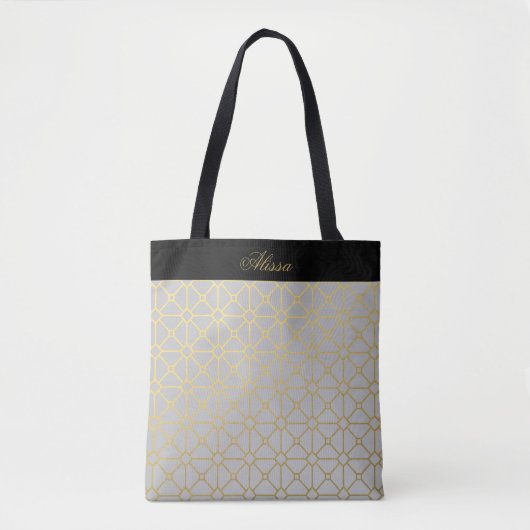 Klassisches goldgraues Schwarz-Muster Personalisie Tasche (Vorderseite)