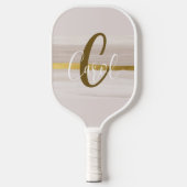 Klassisches goldneutrales Monogramm Pickleball Schläger (Vorderseite)